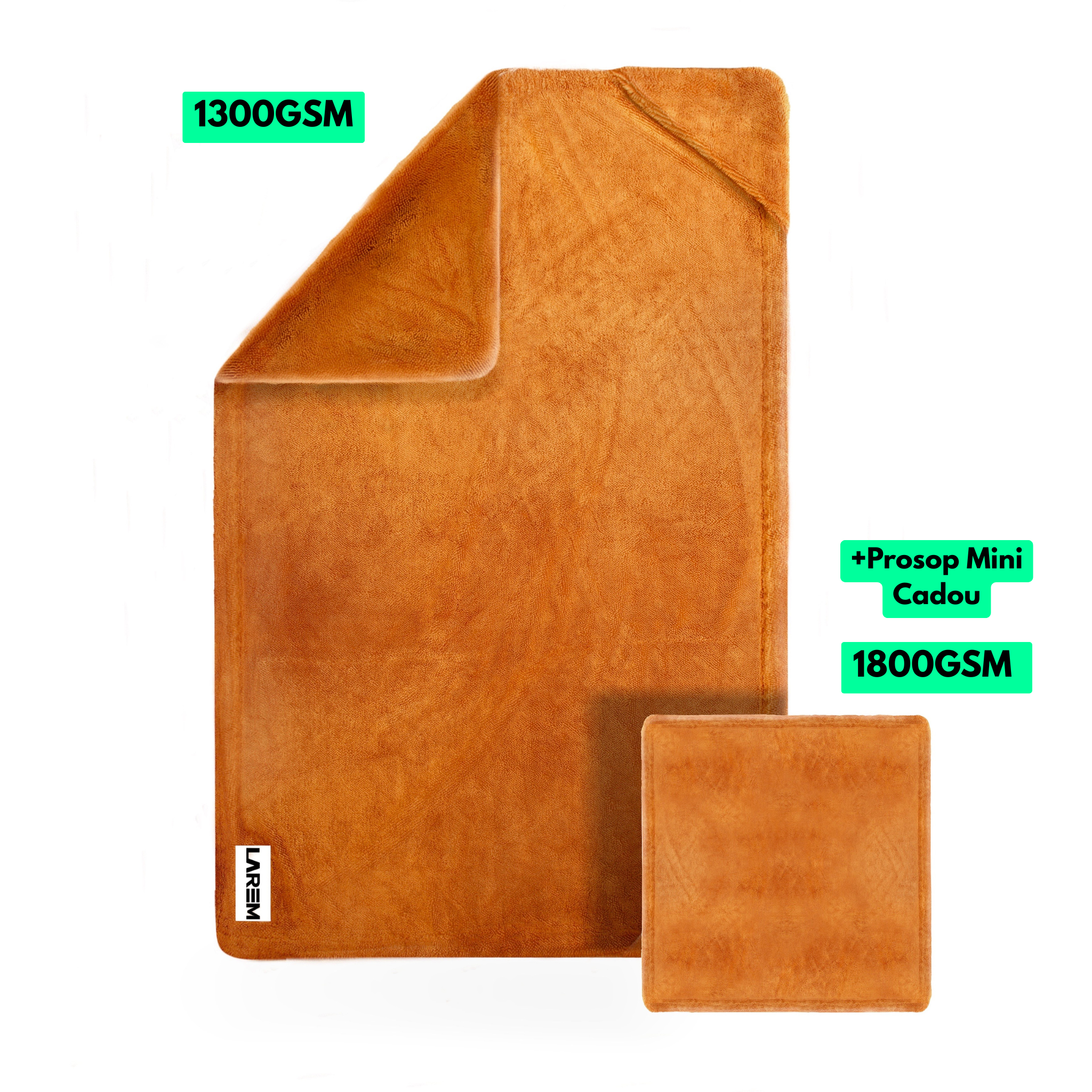 Prosop Uscare Auto | Pocket EDGE, 60X90cm, 2x Colțuri tip buzunar, 2x fețe, 1300GSM, Larem